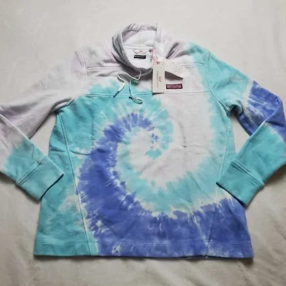 New women's M Vineyard Vines tie dye funnel neck shep shirt sweater - Picture 1 of 8